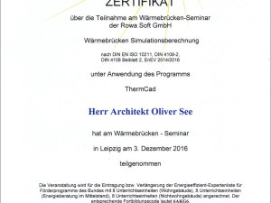 Zertifikat Wärmebrücken Simulationsberechnung